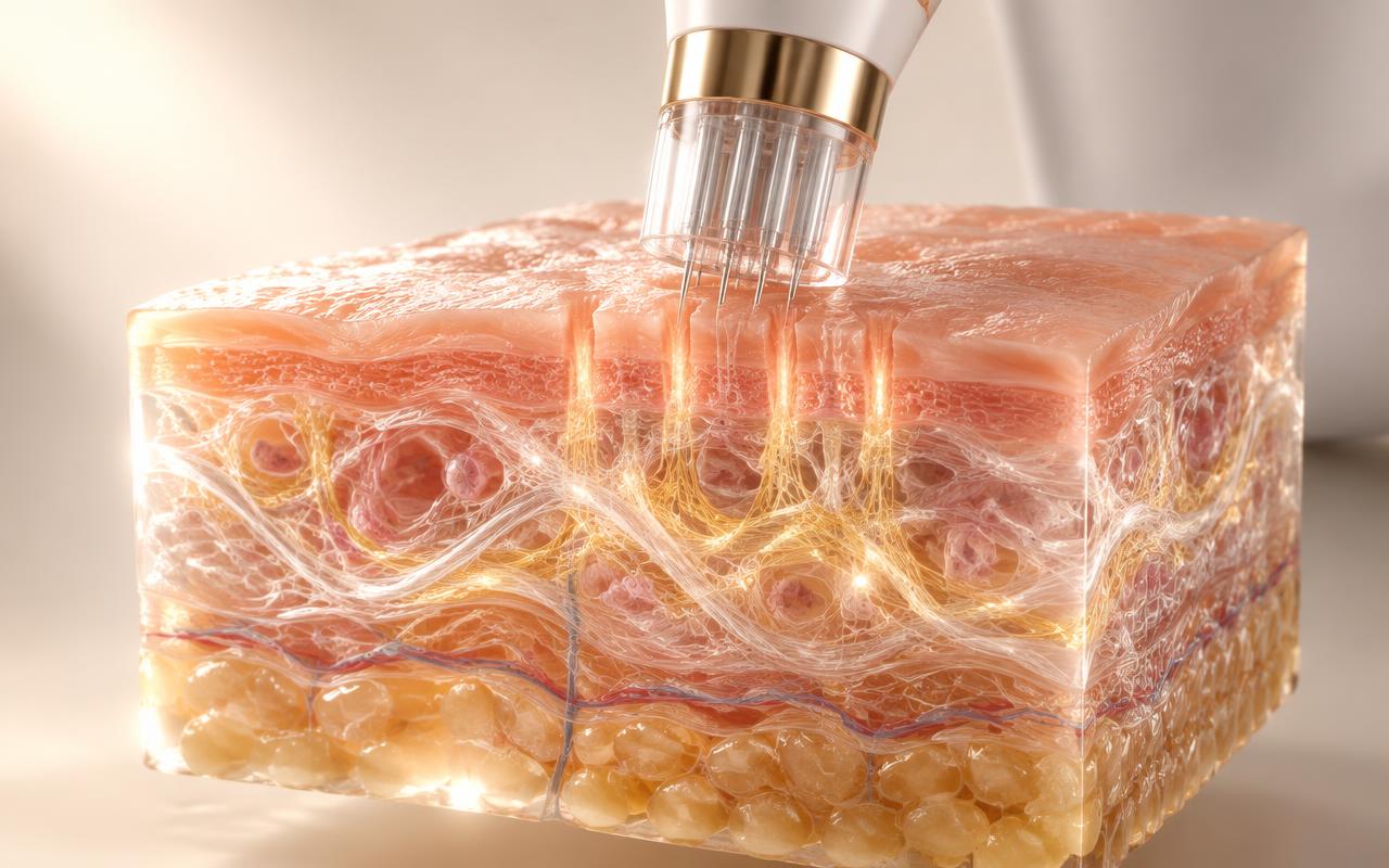 Moving illustration of how Microneedling works under the skin